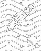 Rocket Coloring Ship Pages Printable Rocketship Kids Colouring Sheets Space Valentine Friendship Circle Tags Print Cp Embroidery Template Book Drawings sketch template
