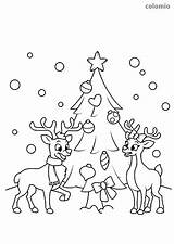 Rentier Rentiere Reindeer Weihnachtsbaum Ausmalbild Malvorlage Weihnachtsmann Albero Renos Reno Ausmalen Arbol Reindeers Tannenbaum Nikolaus Schlitten Weihnachtliche Sleigh sketch template