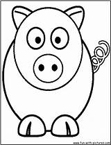 Animals Cartoon Coloring Animal Pages Drawing Farm Drawings Pig Printable Draw Clipart Simple Easy Kids Face Outline Color Fun Step sketch template