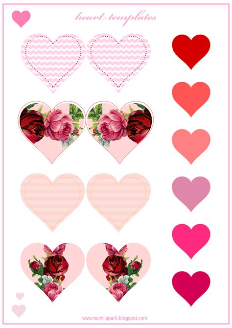 printable heart templates valentines herzen freebie