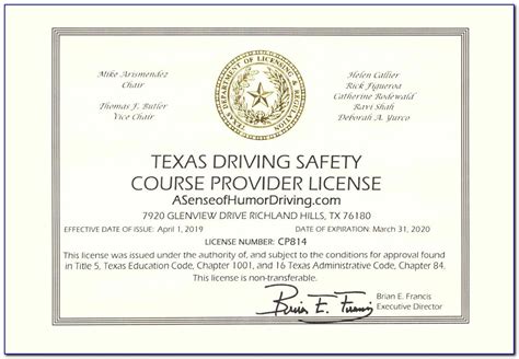 defensive driving   texas  printable certificate
