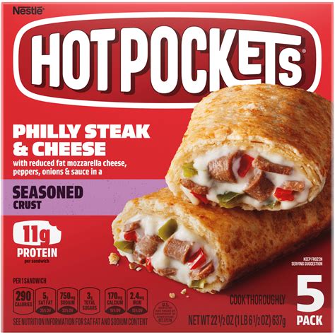 hot pockets frozen snacks philly steak cheese seasoned crust frozen sandwiches  oz