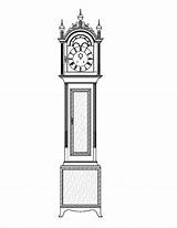 Clock Coloring Grandfather Tall sketch template