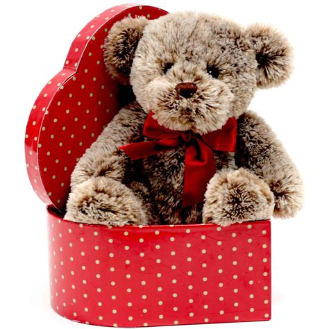 valentine glamorous stuffed plush teddy  red heart gift box