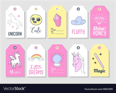unicorn kids tags collection  family party vector image