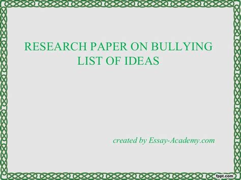 research paper  bullying list  ideas