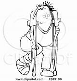 Crutches Cast Banged Bandages Injured sketch template