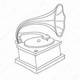 Player Record Drawing Old Gramophone Vector Getdrawings Vintage Template sketch template