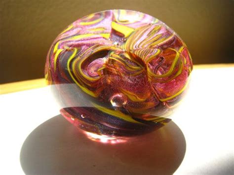 Ribbons Of Dawn Unique Hand Blown Art Glass Paperweight Etsy Hand