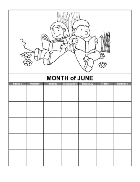 june calendar  kids  printable buggy  buddy printable june