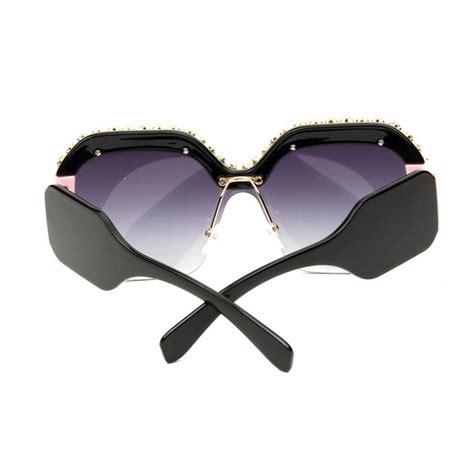luxury rimless sunglasses oversized rhinestone sunglasses big frame