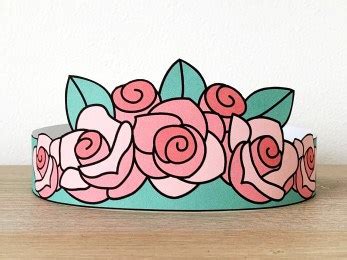 roses crown paper template printable easy kid craft happy paper time
