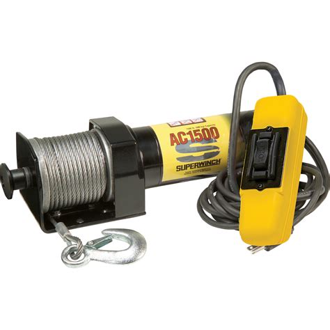 superwinch  volt ac powered electric utility winch  lb capacity galvanized wire rope