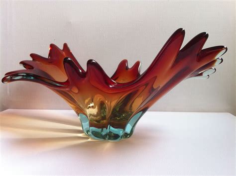 Vintage Flames In Turquoise Amber And Red From The Isle Of Murano
