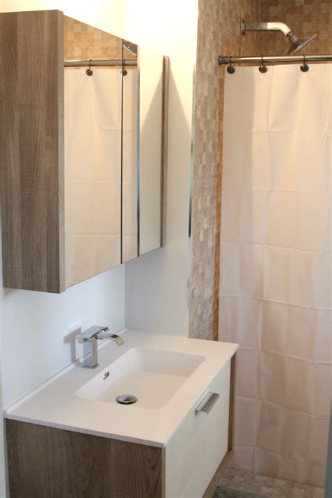 remodeled bathrooms  matching vanities porcelain tile