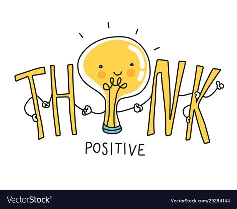 think positive lightbulb cartoon doodle royalty free vector