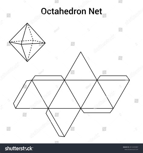 regular octahedron net vector illustration stock vector royalty