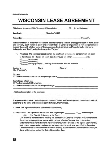 wisconsin residential leaserental agreement forms docs