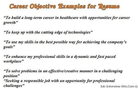 sample career objectives examples  resumes work objectives career