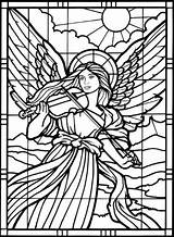 Coloring Pages Angel Stained Glass Christmas Adults sketch template