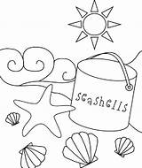 Coloring Beach Pages Printable Summer Sea Themed Kids Preschool Theme Shell Scene Print Sheets Shells Towel Barbie Adult Ocean Colouring sketch template