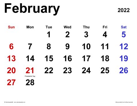 february   printable calendar printable word searches