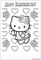 Valentines Pages Kitty Hello Happy Coloring Cute Valentine Kids Cartoons Printables Printable Coloringpagesonly Color Choose Board sketch template