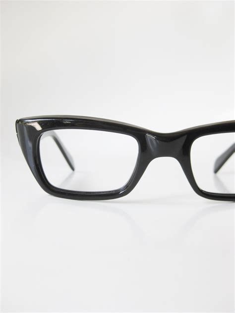 1950s Black Reading Glasses Vintage Horn Rim Eyeglasses Mens