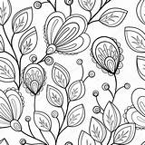 Abstract Floral Pattern Monochrome Seamless Vector Stock Illustration Coloring Dreamstime Drawn Flowers Book Texture Hand Krivoruchko Depositphotos sketch template
