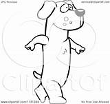 Dachshund Upright Walking Coloring Clipart Cartoon Thoman Cory Outlined Vector sketch template