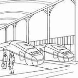 Train Station Coloring Speed Pages High Passengers Inside Scene Seated Hellokids Passenger Quay sketch template