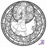 Disney Coloring Pages Mandala Stained Glass Adult Line Amethyst Akili Jane Adults Deviantart Princess Printable Cruise Kids Sheets Book Ship sketch template