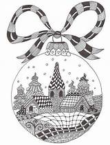 Coloring Pages Zentangle Christmas Ornament Visit sketch template