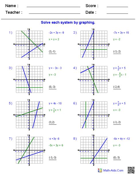 pre algebra worksheets systems  equations worksheets graphing