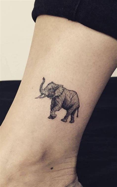 beautiful elephant trunk up silhouette tattoo on leg silhouette