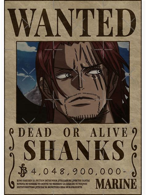 poster shanks  piece wanted red hair bounty poster par