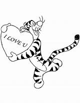 Coloring Pages Valentines Tigger Valentine Disney Printable Tiger Pooh Winnie Print Color Kids Quotes Sheet Categories Cartoon Popular sketch template
