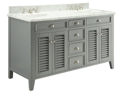 double sink grey cottage bathroom vanity carrara marble top