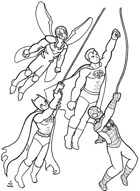 superheroes coloring page commission  firefiriel