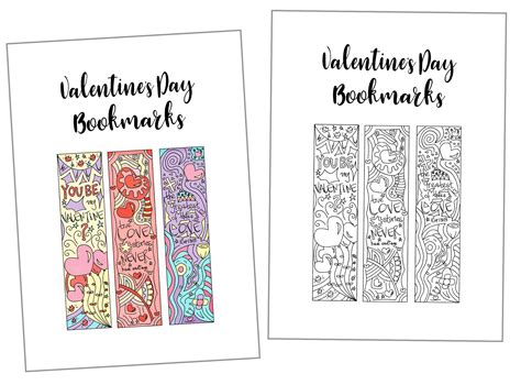 coloring valentines day bookmarks  printable