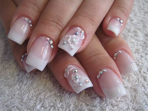 french tip with diamonds white tips tumblr nails