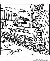 Train Coloring Pages Steam Locomotive Trains Railroad Engine Tracks Kids Clipart Drawing Old Print Car Colouring Book Printactivities Quality High sketch template