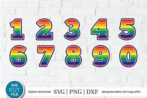 rainbow numbers svg  rainbow birthday numbers svg file  cut files design bundles
