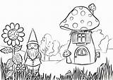 Coloring Garden Gnome Pages Clipart Printable Drawing Fairy Adults Preschool Gardening Print Colouring Gnomes Color Sheets Adult House Sketch Supercoloring sketch template