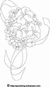 Coloring Bouquet Wedding Flowers Printable Flower sketch template