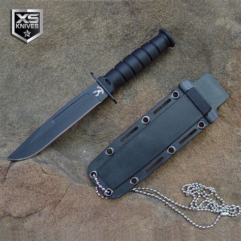 tactical military black fixed blade combat hunting survival knife