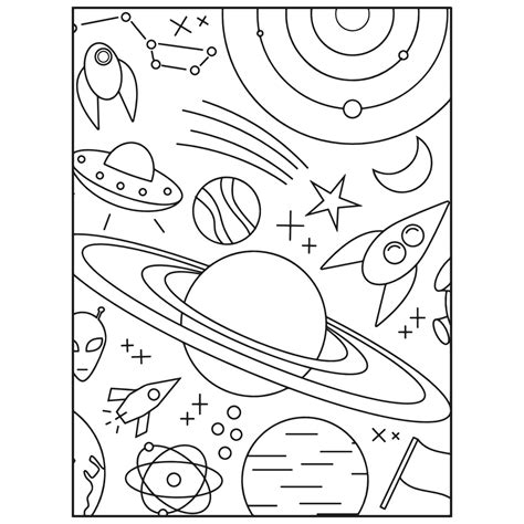 space coloring book pages  kids  vector art  vecteezy