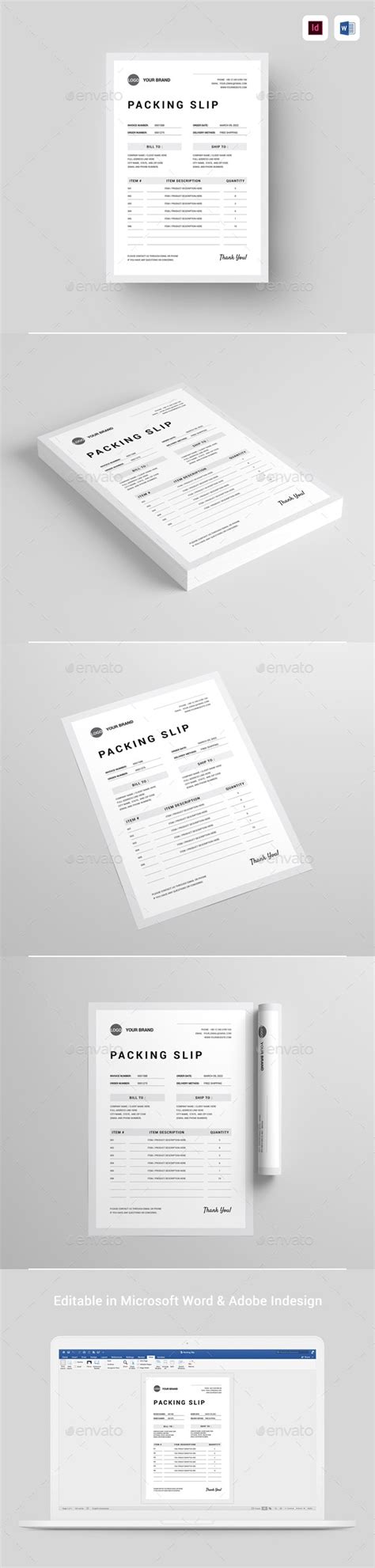 packing slip ms word indesign  lflv graphicriver