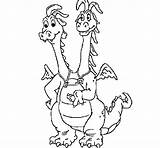 Dragon Headed Two Coloring Pages Characters Coloringcrew Dragons Drawing Print sketch template