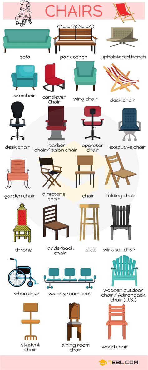 types  chairs  english eslbuzz